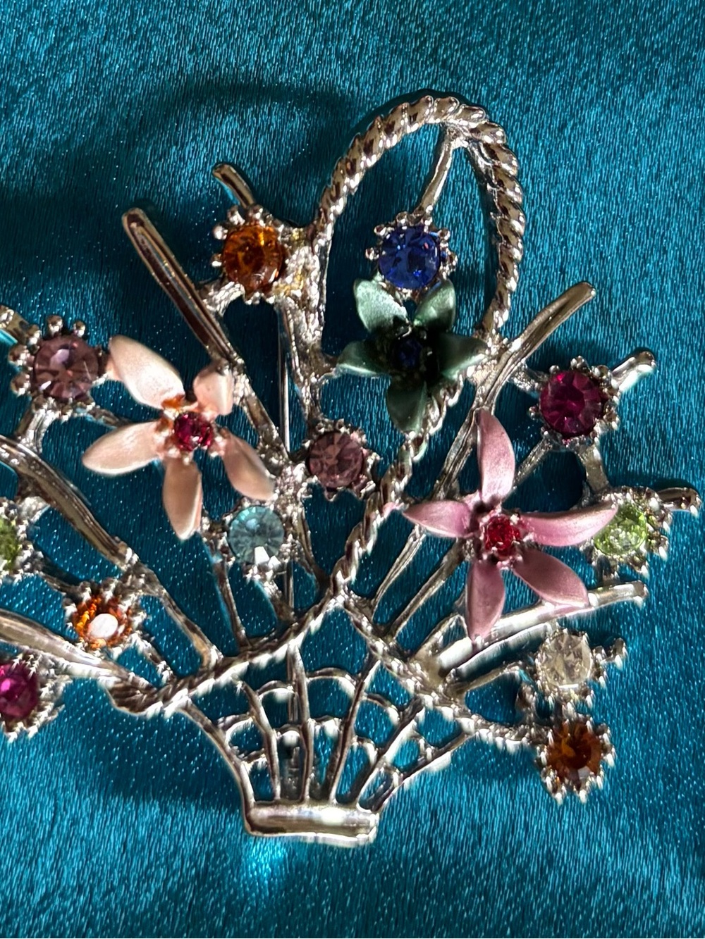 Floral Multi-Color enamel and rhinestone pin